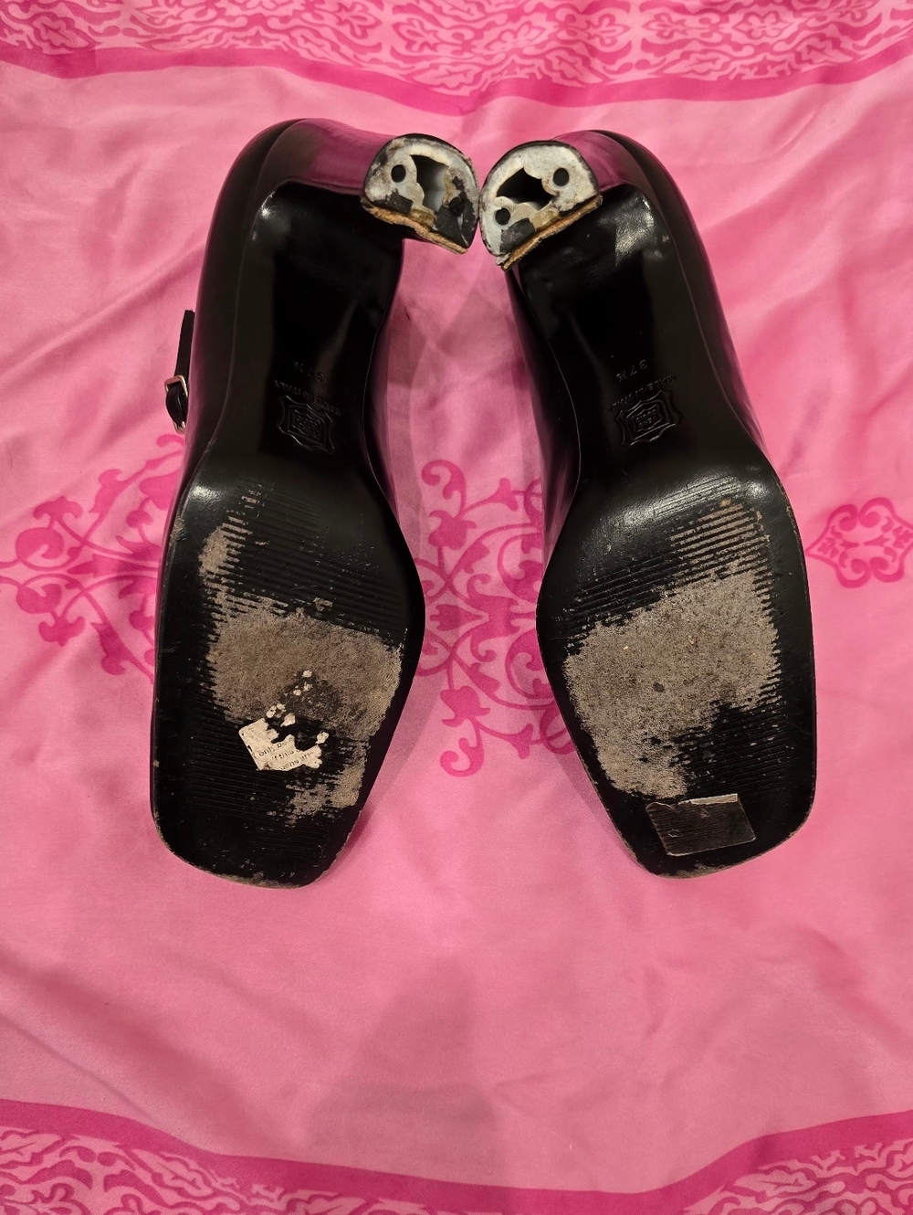 Dolce & Gabbana Leather Vintage mary jane classic square toe Block Heel 37.5 - Picture 4 of 11